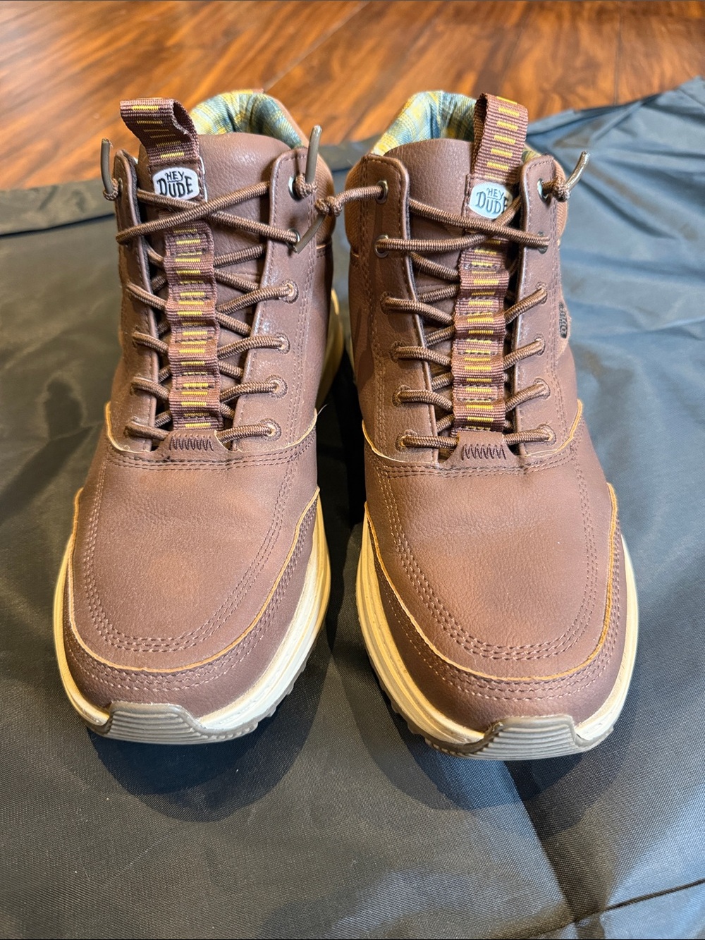 Hey Dude Men's Brown Lace-Up Casual Boots with Cream Soles
